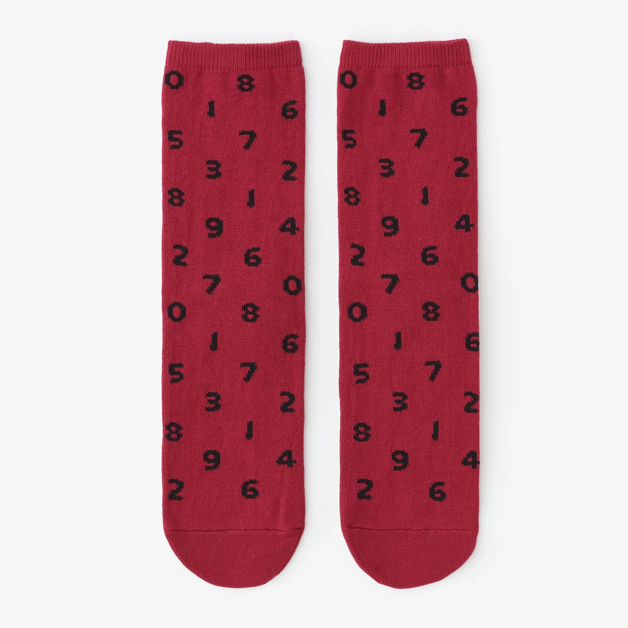 Round Toe Tabi Socks (Mid-calf)/SO-SU-U Dark Red