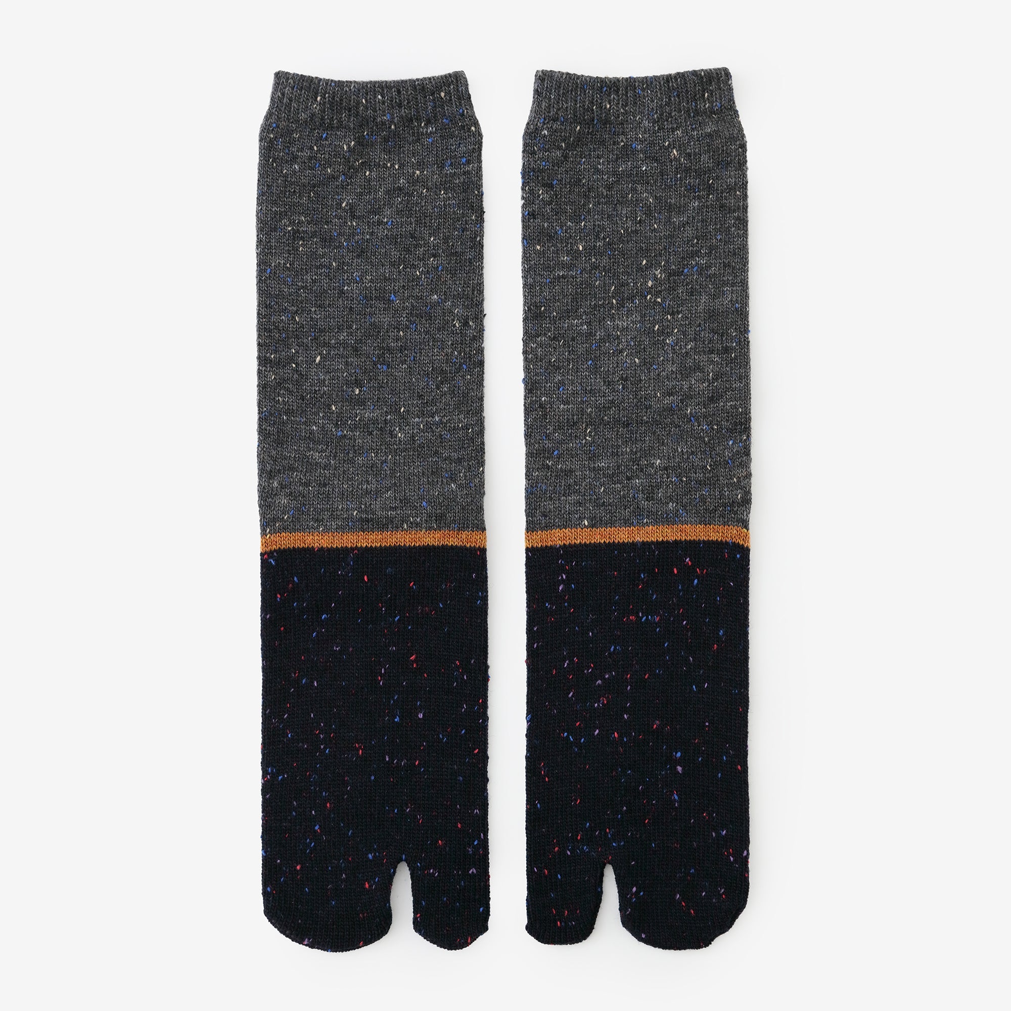 羊毛雙色分趾襪(普通長度)/灰炭色2 【男・女性用】