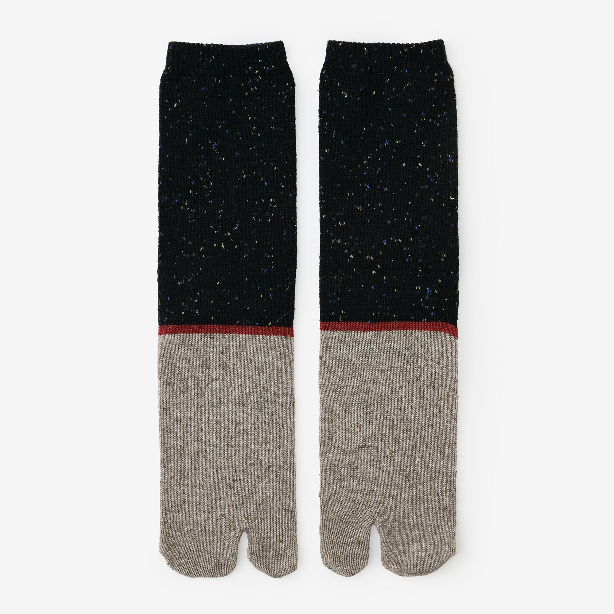 羊毛雙色分趾襪(普通長度)/黑色 【男・女性用】