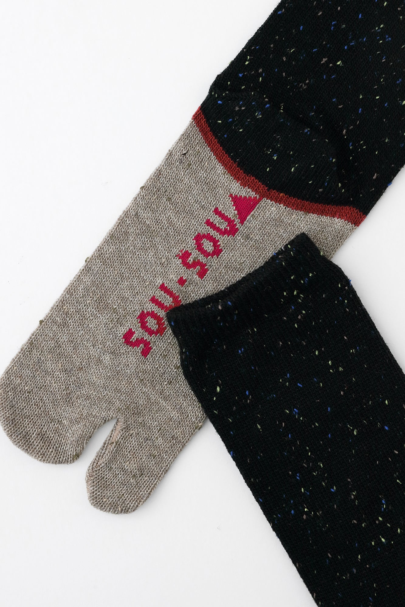 羊毛雙色分趾襪(普通長度)/黑色 【男・女性用】