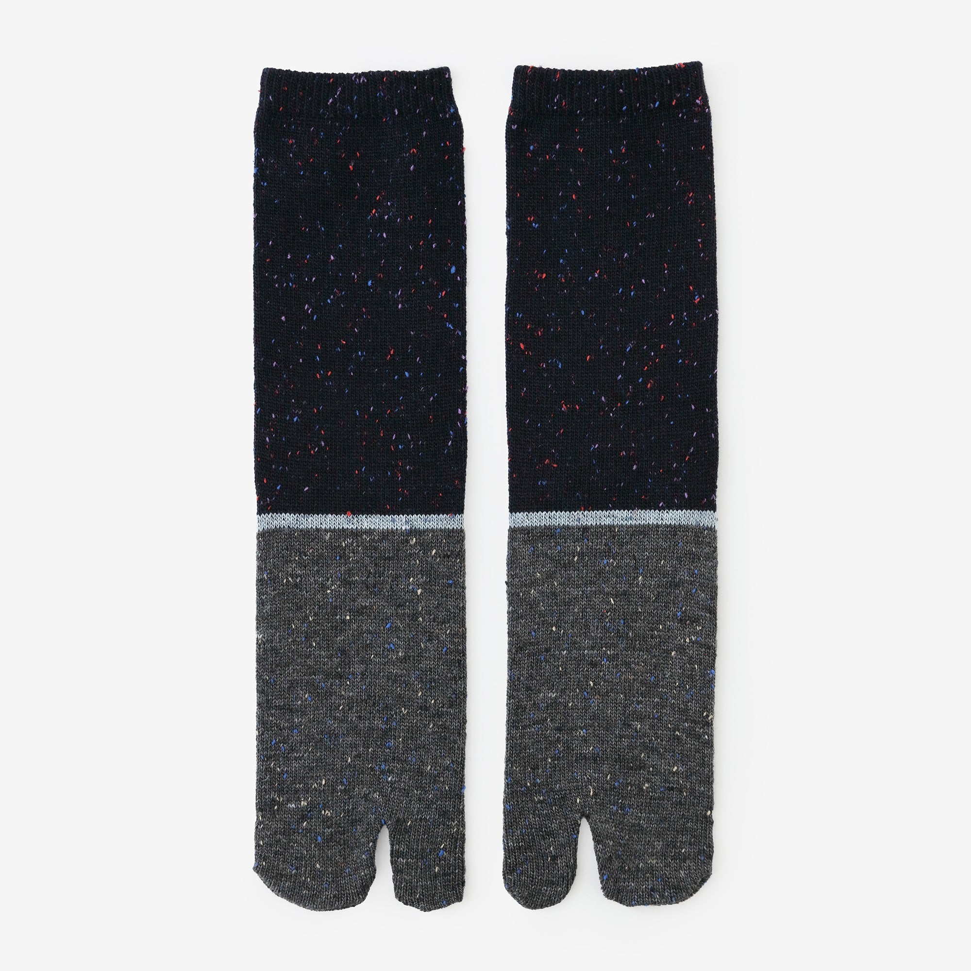 羊毛雙色分趾襪(普通長度)/深藍【男・女性用】