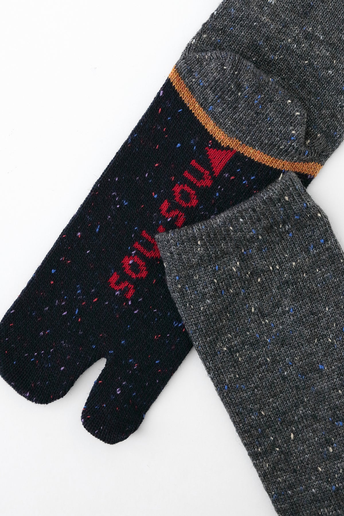 Bi-color Wool Tabi Socks (Under Knee) / Charcoal Grey 2【Women】