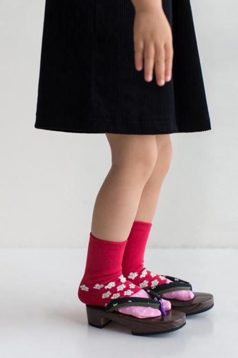 ●Tabi Socks for Kids Mid-calf / Maiko Red【S・M・L】