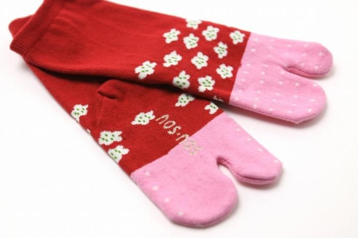 ●Tabi Socks for Kids Mid-calf / Maiko Red【S・M・L】