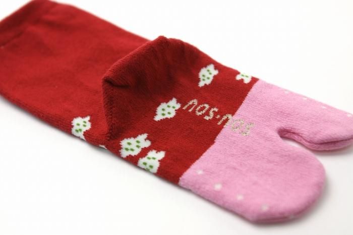 ●Tabi Socks for Kids Mid-calf / Maiko Red【S・M・L】