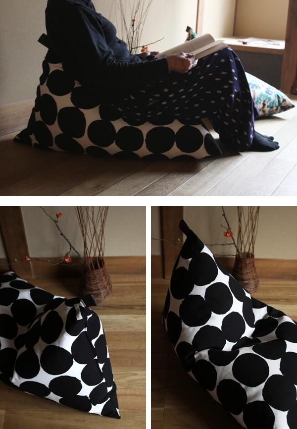 クッション座椅子/おはじき大 つくも×濡羽色【※お届けに約3週間】