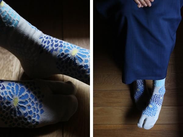 分趾襪(普通長度)/全菊 銀色 【男・女性用】