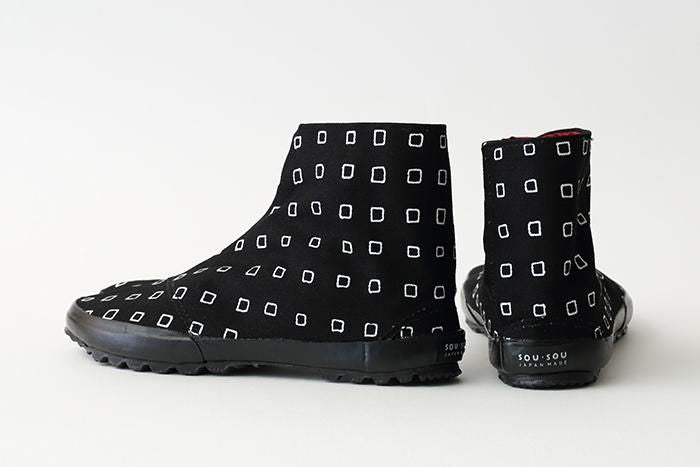 分趾足袋鞋/枡 黑色×白色