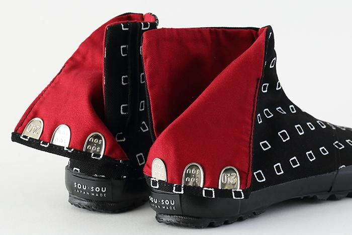 分趾足袋鞋/枡 黑色×白色