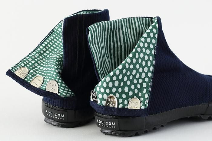 分趾足袋鞋/刺子繡 靛藍色