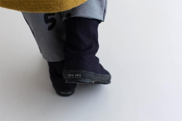 分趾足袋鞋/刺子繡 靛藍色