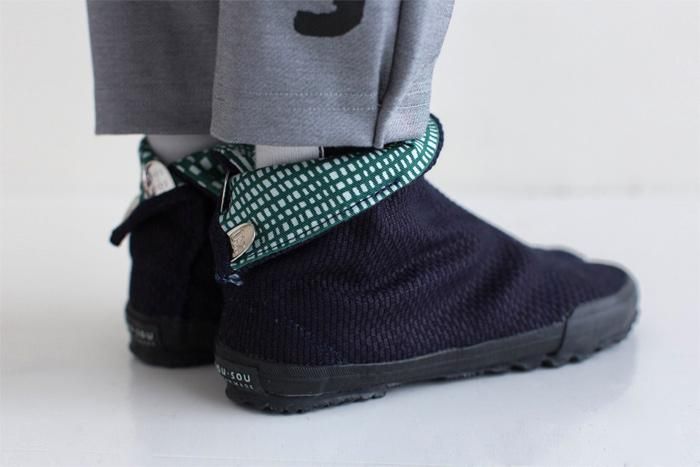 分趾足袋鞋/刺子繡 靛藍色