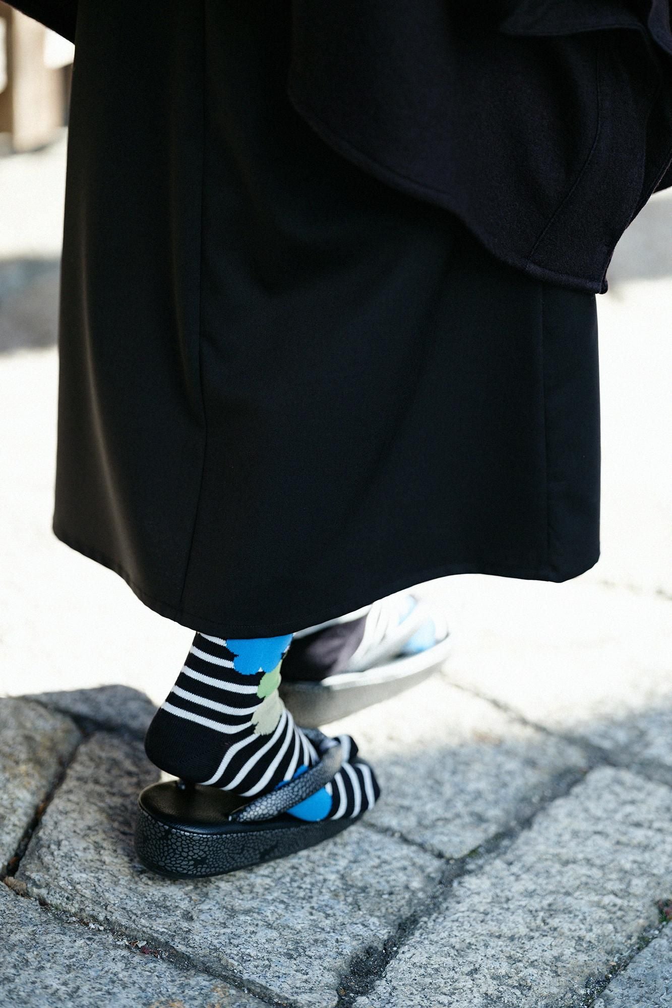 分趾襪(普通長度)/布芝空薔薇 黑色 【男・女性用】