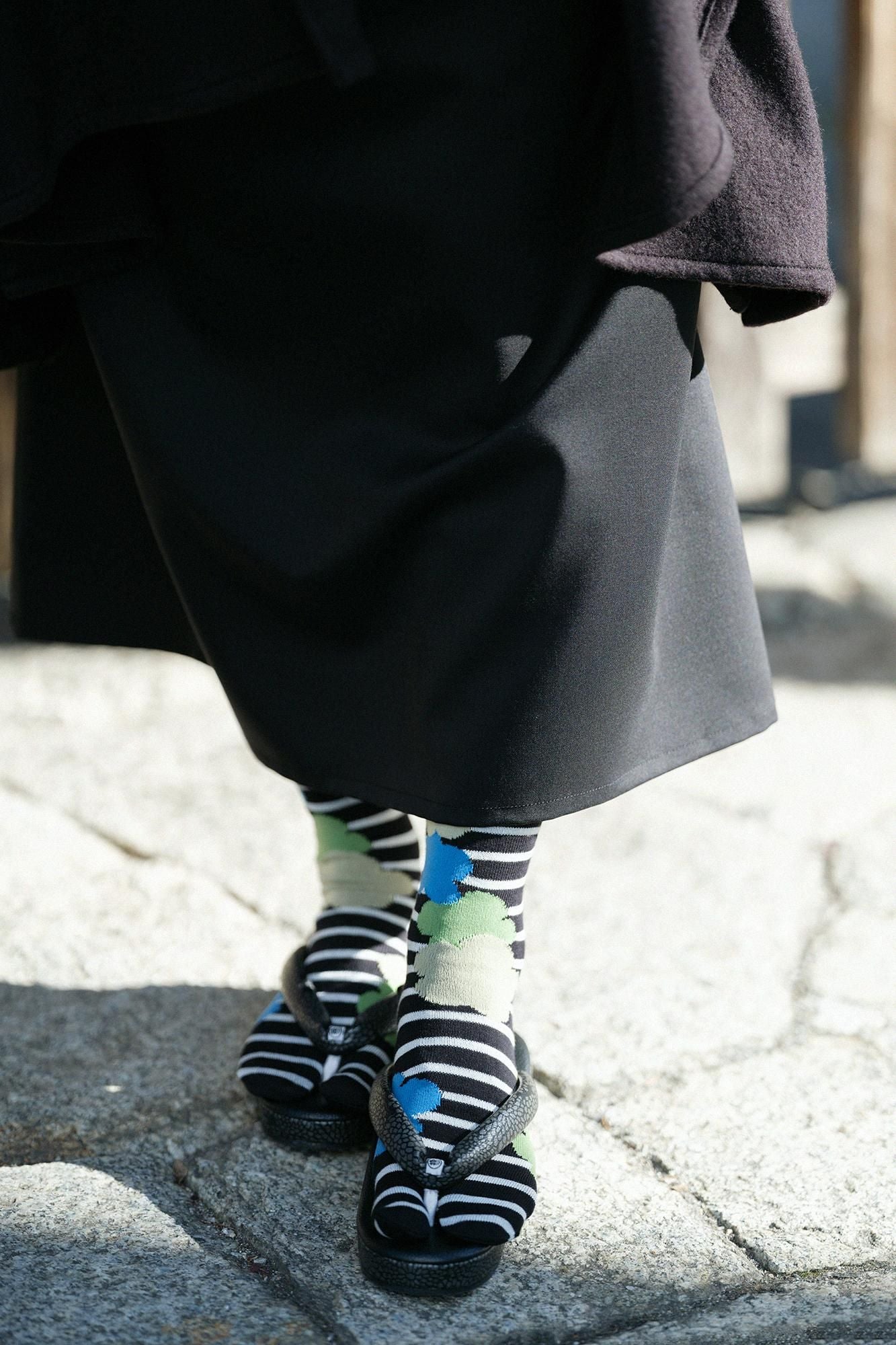 分趾襪(普通長度)/布芝空薔薇 黑色 【男・女性用】