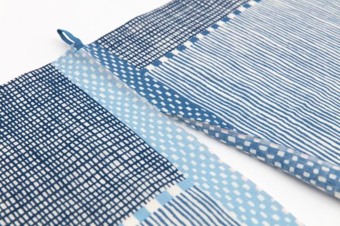 SOU・SOU ×藤田染苑藍捺染手巾門簾 2張寬/點線