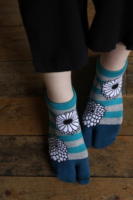 Tabi Socks(Low-cut)/Round Chrysanthemum Teal Green【Men・Women】