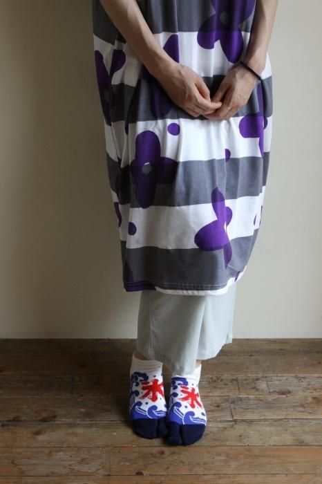 分趾襪(腳踝長度)/刨冰 白色×藏藍色 【男・女性用】