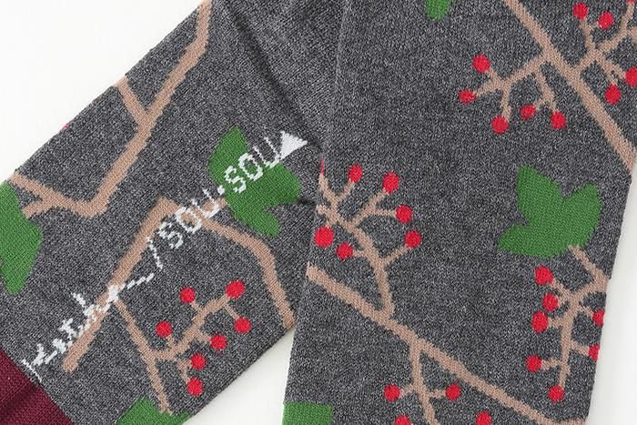 分趾襪(膝下長度)/紅色果實 灰色【女性用】