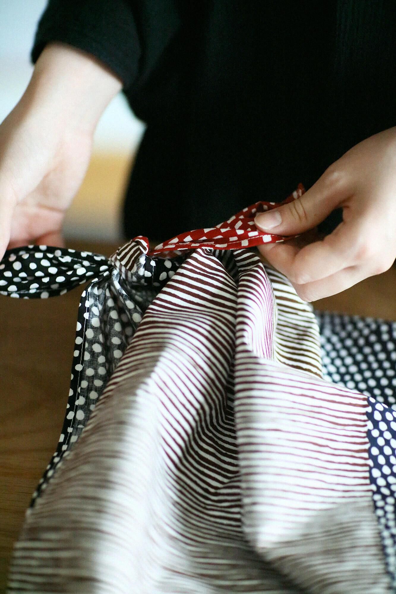 Hand-printed Furoshiki(Large)/Lines and Dots Balance Katsura
