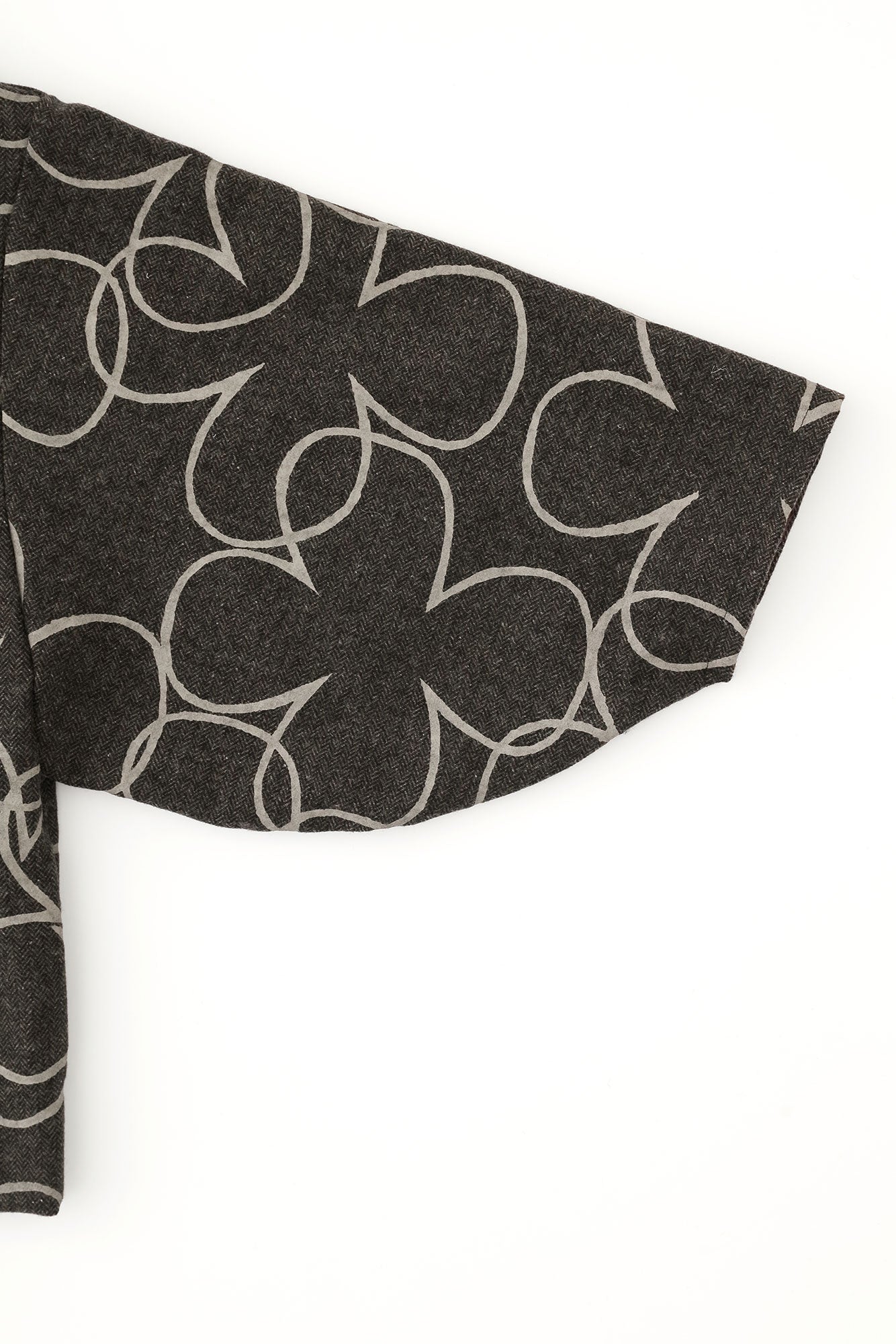 Combed Yarn Lattice Weave Naginata Sleeve Haori Long with Lining / Happiness Brown