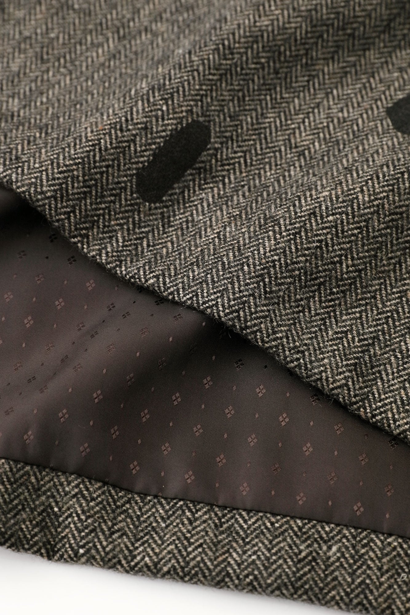 粗花呢 人字形斜紋織 圓弧袖外套 附裡襯/SO-SU-U大 黄枯茶色