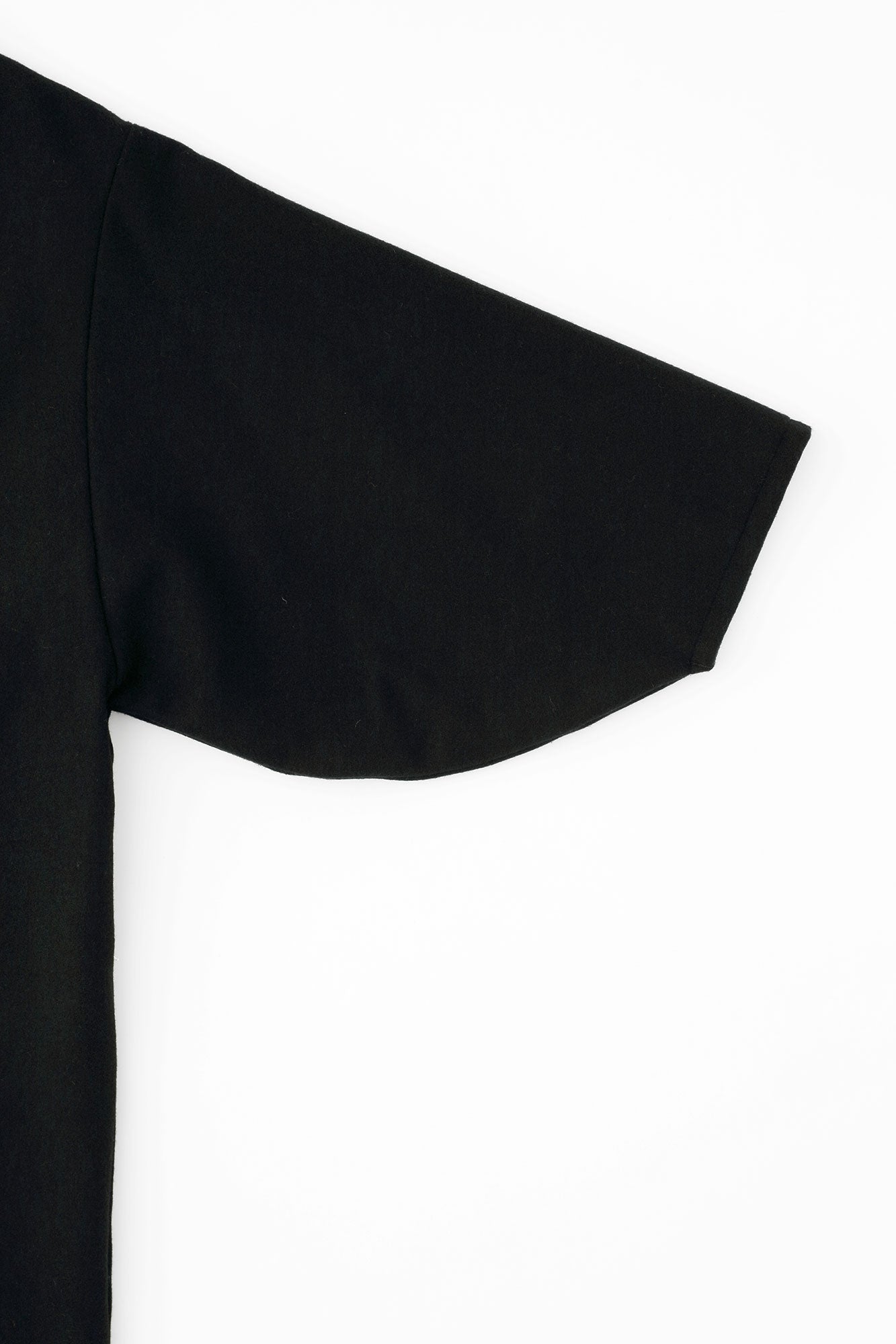 Wool Melton Naginata Sleeve Haori Long with Lining / Black×Gold Damask