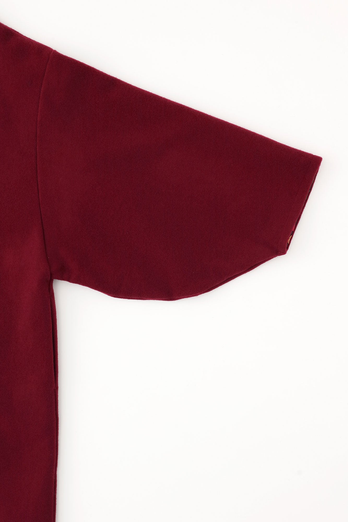 Wool Melton Naginata Sleeve Haori Long with Lining / Dark Red×Rose
