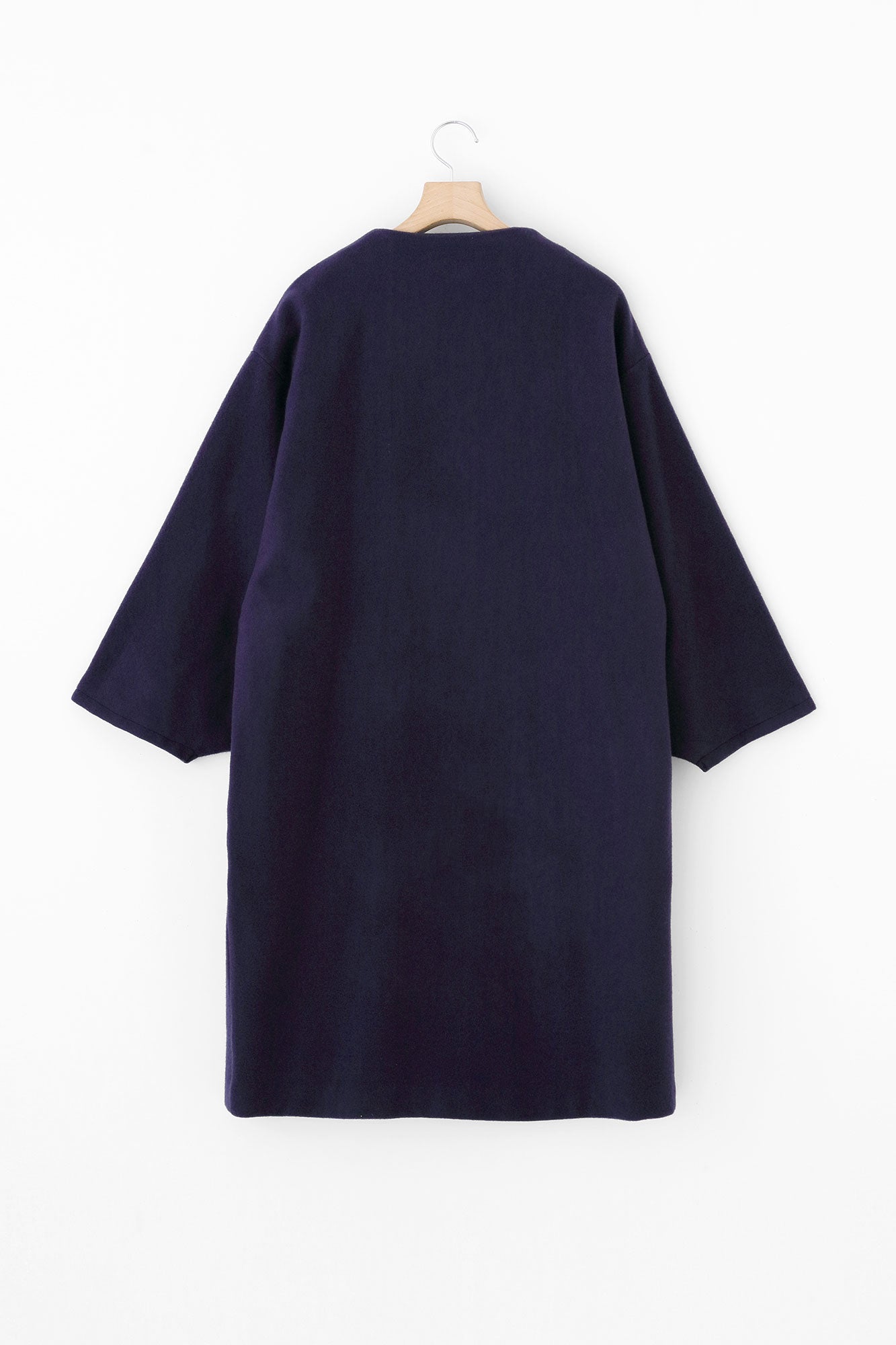 Wool Melton Naginata Sleeve Haori Long with Lining / Dark Blue×Tenmoku