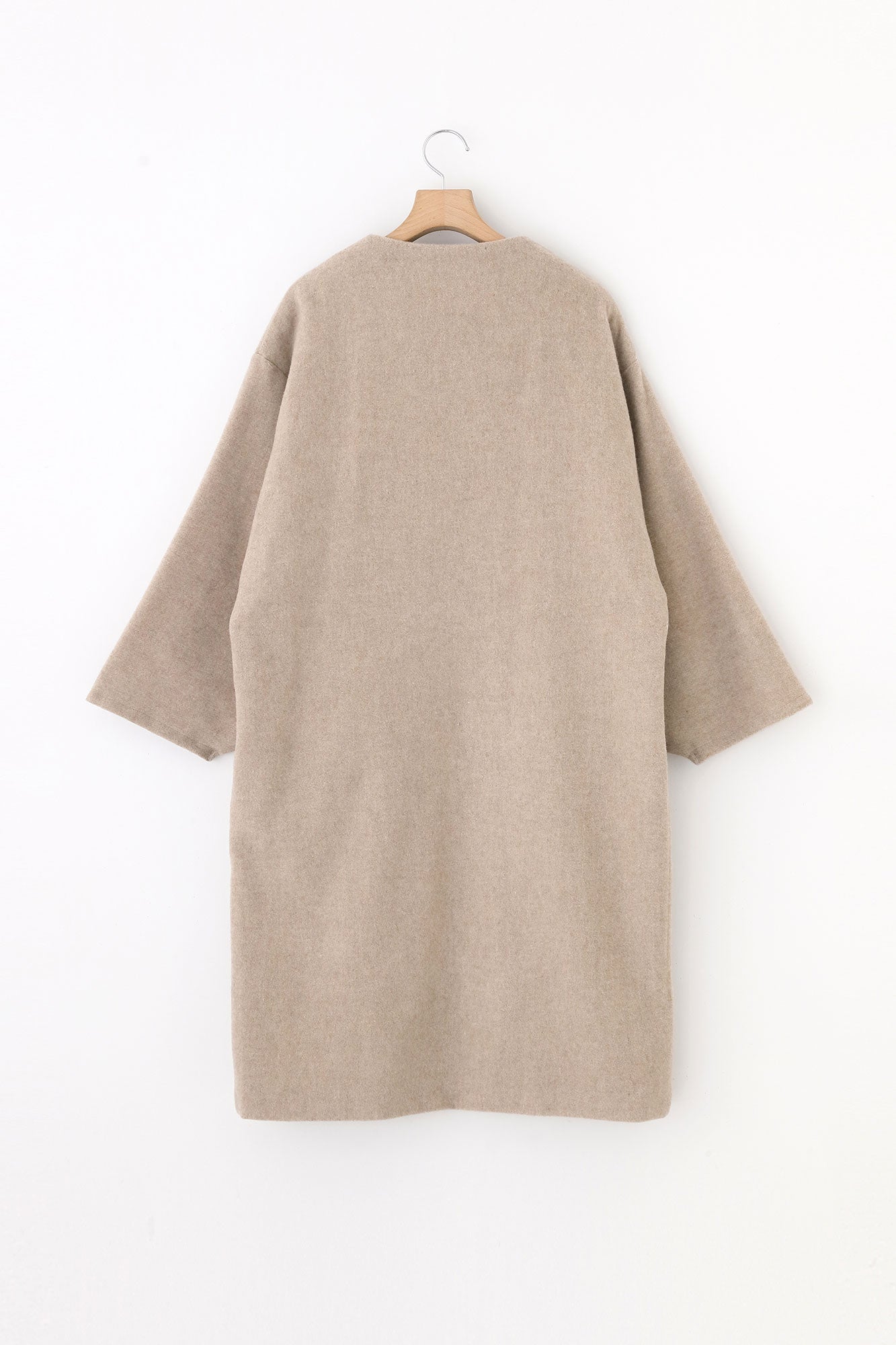 Wool Melton Naginata Sleeve Haori Long with Lining / Beige×Smile Beige