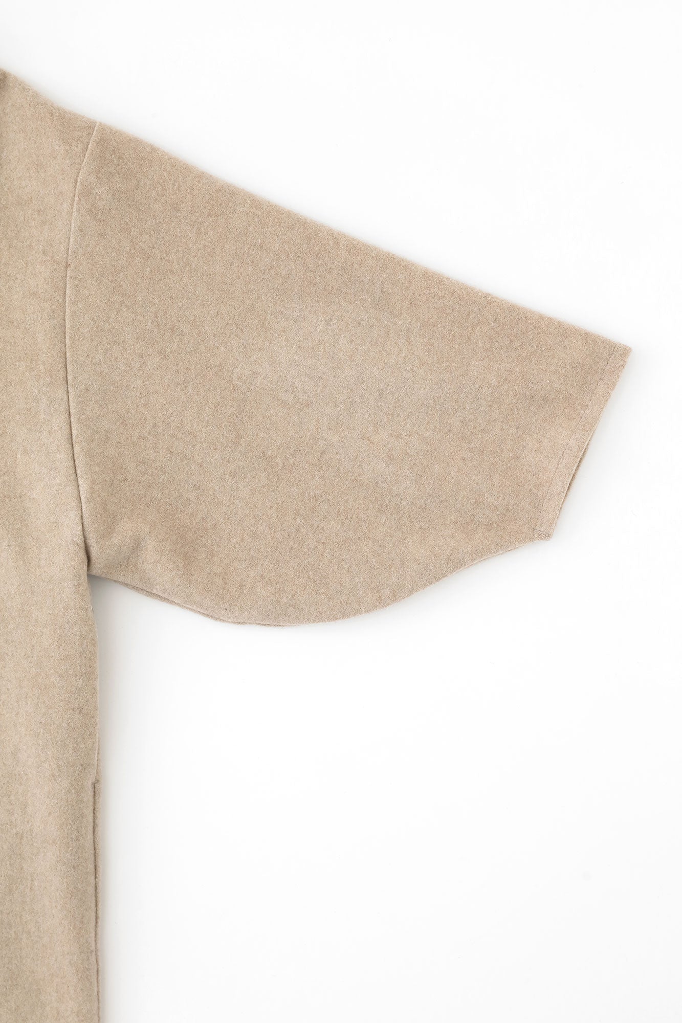 Wool Melton Naginata Sleeve Haori Long with Lining / Beige×Smile Beige