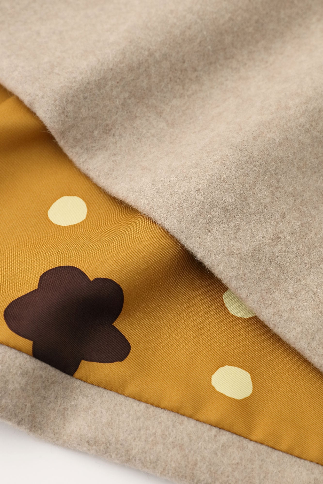 Wool Melton Naginata Sleeve Haori Long with Lining / Beige×Smile Beige