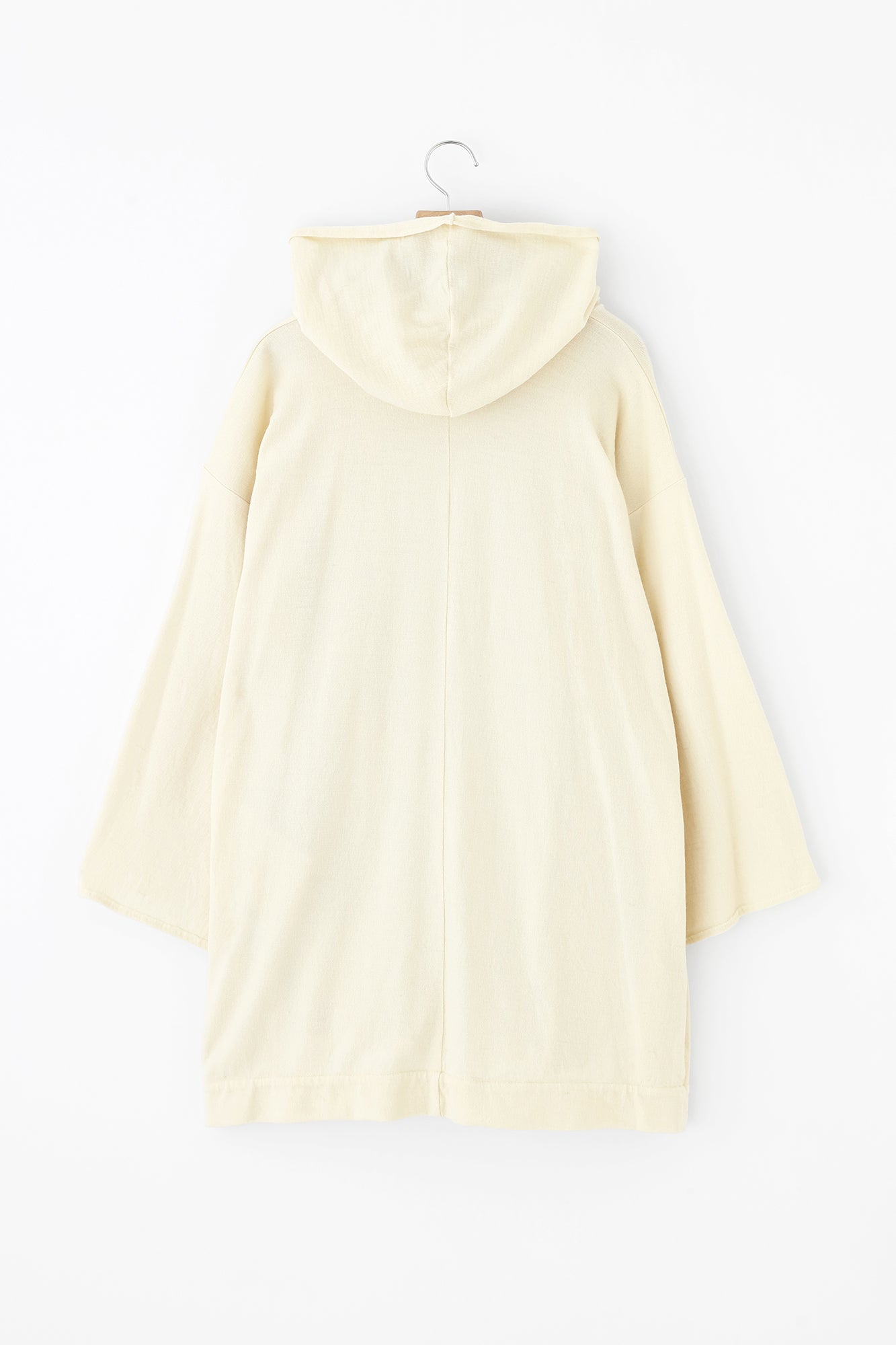 梳毛針織 頭巾羽織 單層/鳥白色