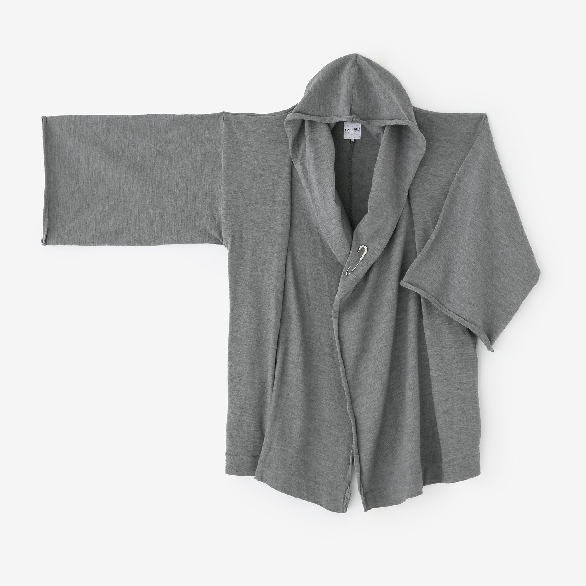 梳毛(そもう) 阿弥(あみ) 頭巾羽織(ずきんばおり) 単(ひとえ)/素鼠(すねず)