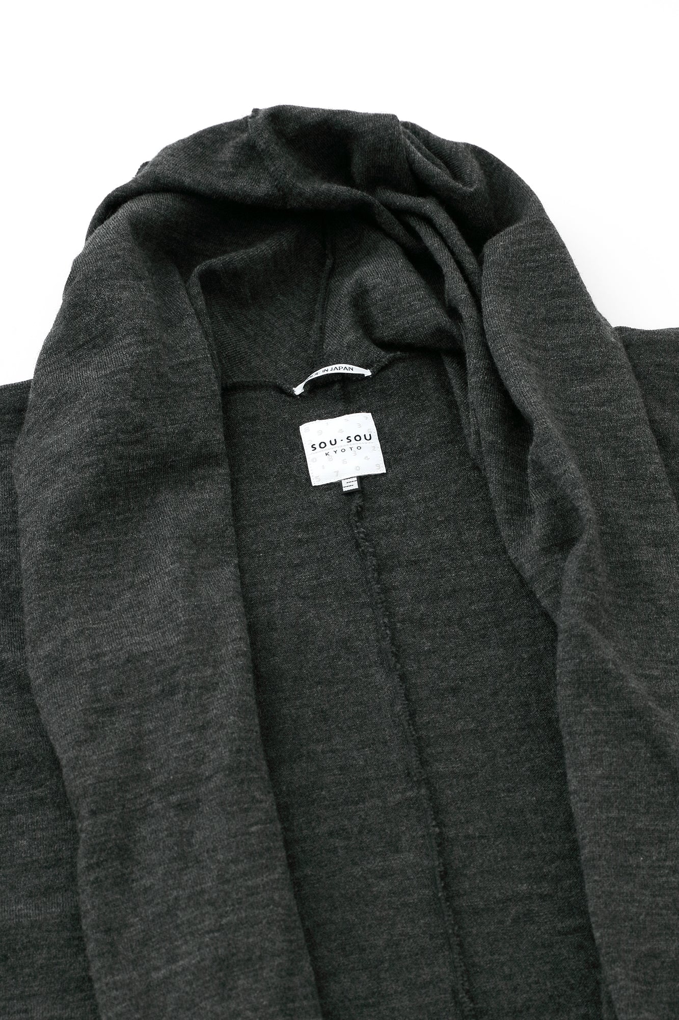 梳毛針織 頭巾羽織 單層/灰炭色