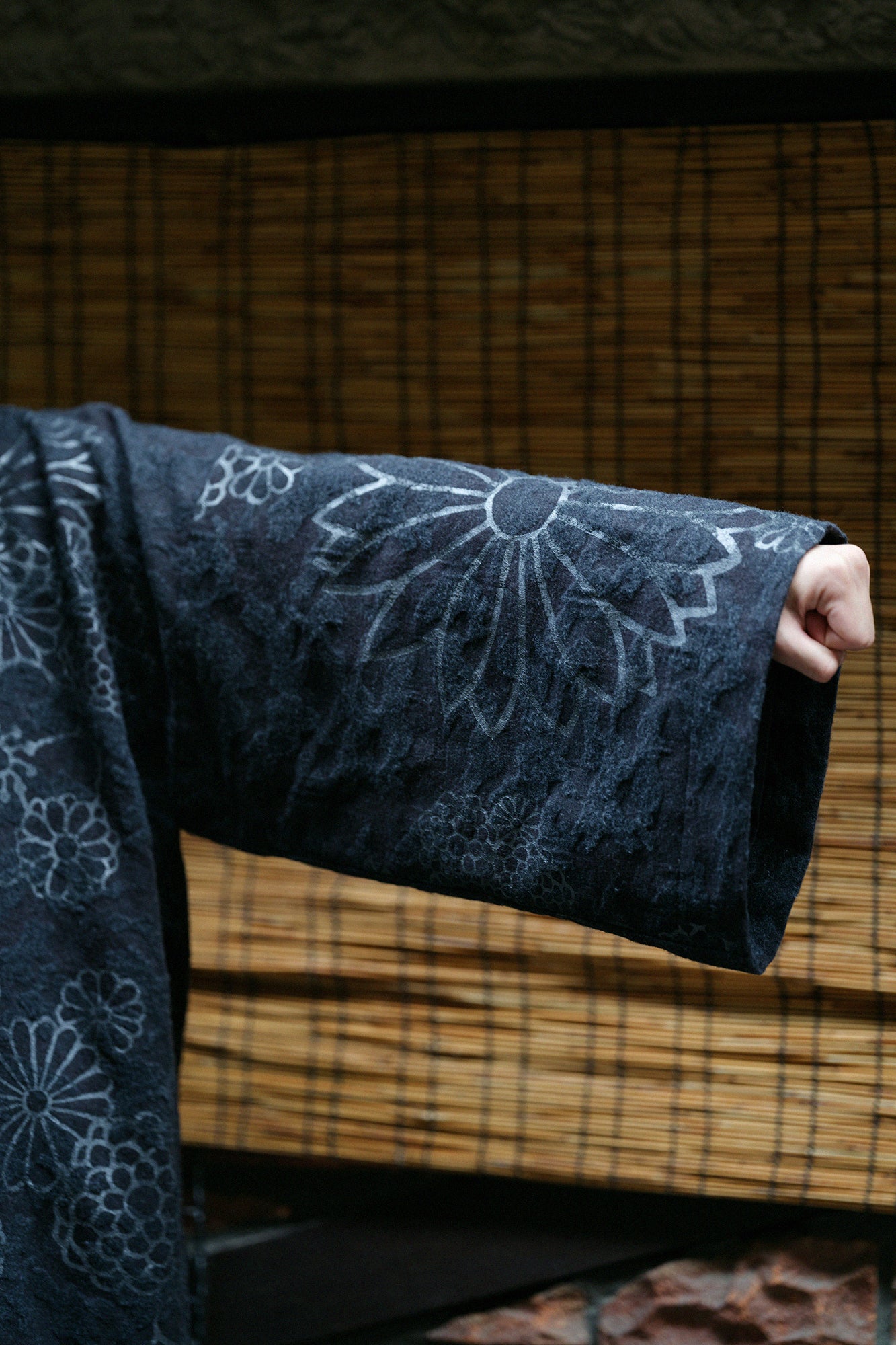 羊毛緹花 頭巾外套 附襯裡/金襴緞子