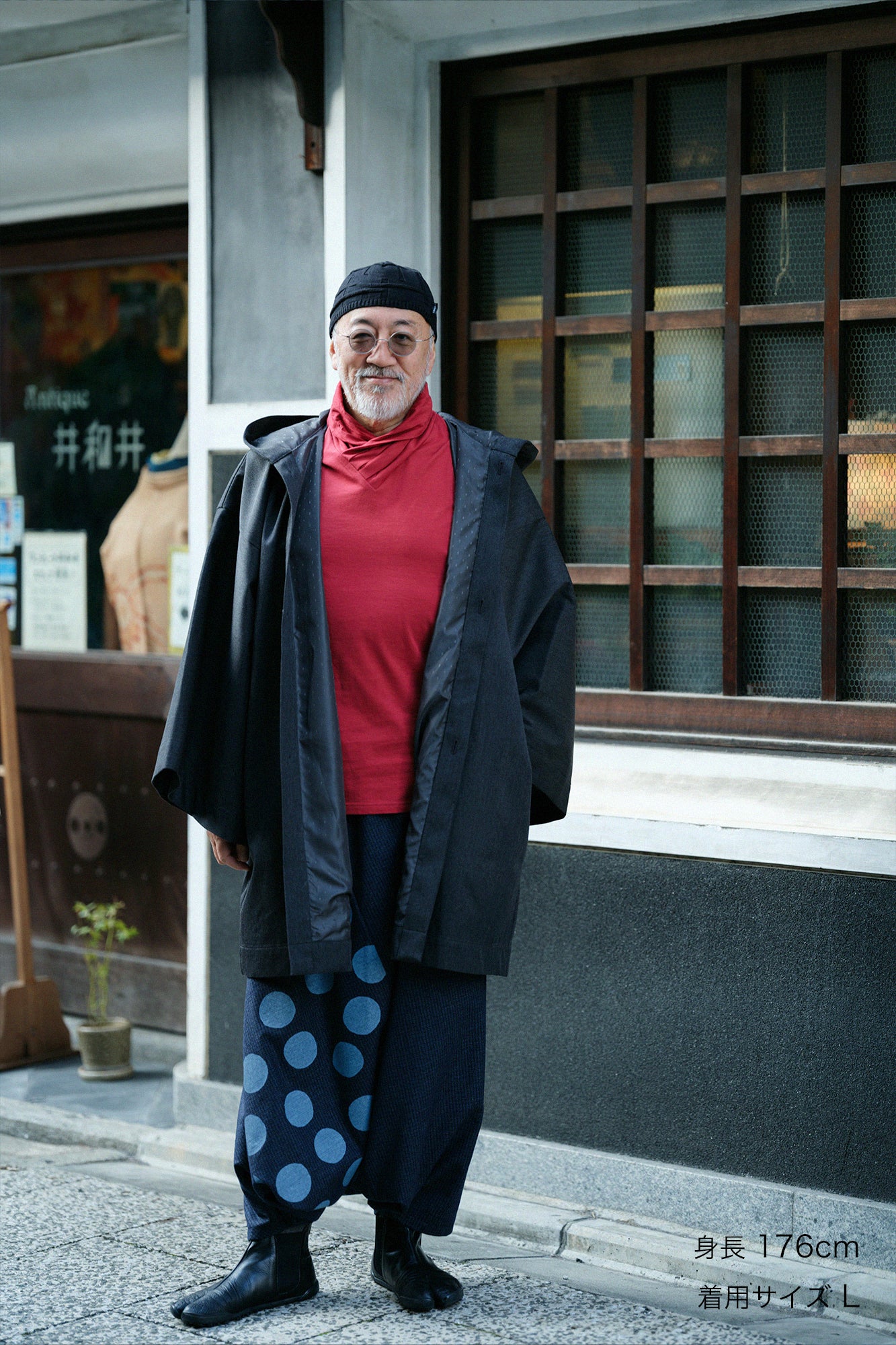 遮風 舶來織 角袖頭巾外套 附裡襯/深灰色