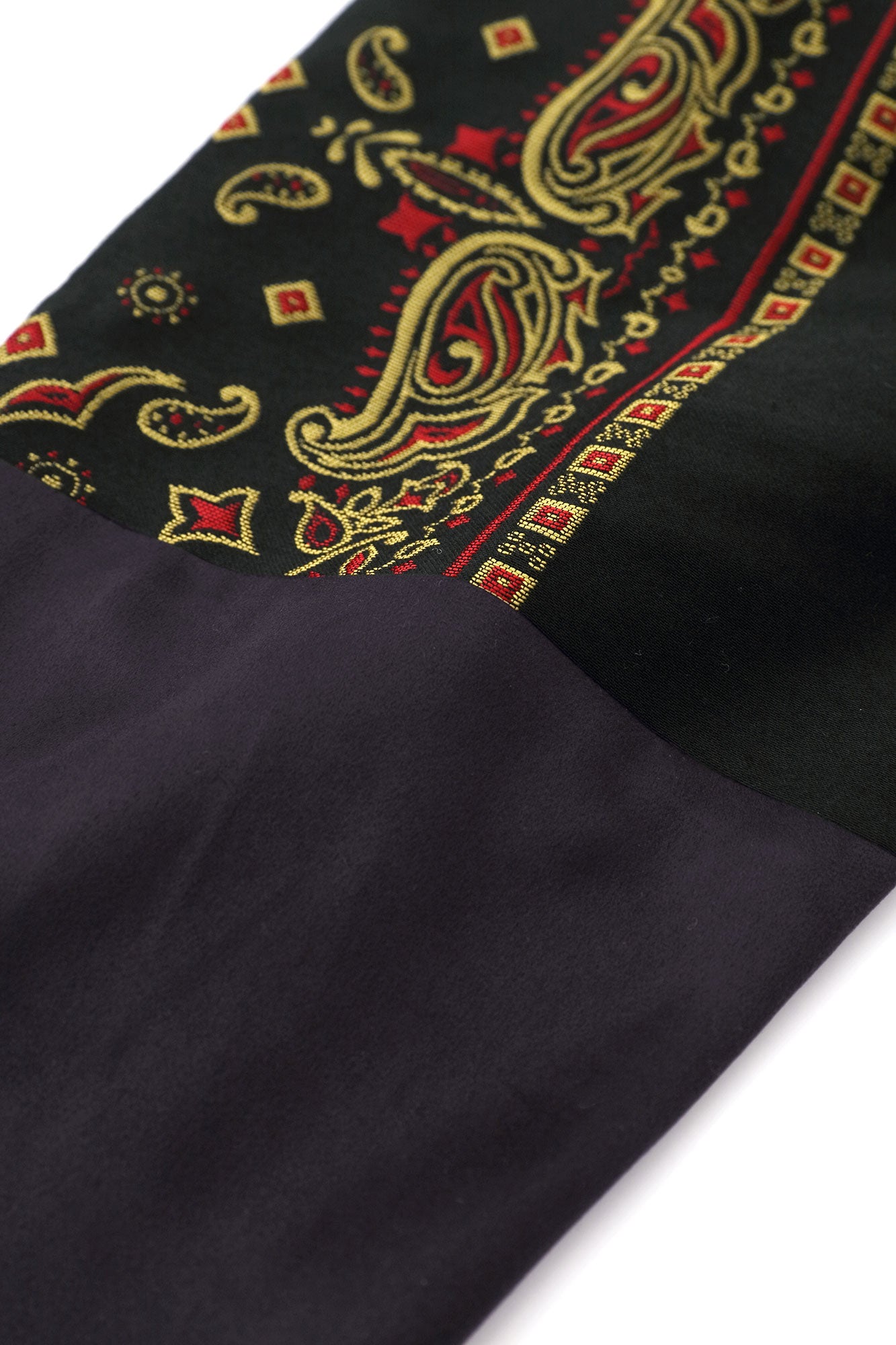 Kiryu Jacquard Bi-color Sleeve Tight Sleeve Hanten Jacket with Lining / Black×Gorgeous