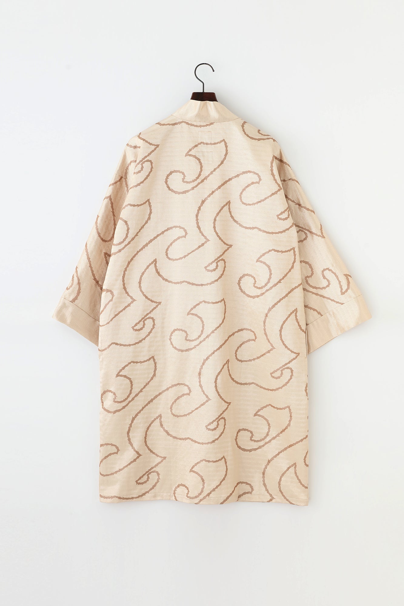 多樣織 袢纏 長袖外套 中長 單層/山萬波 米色