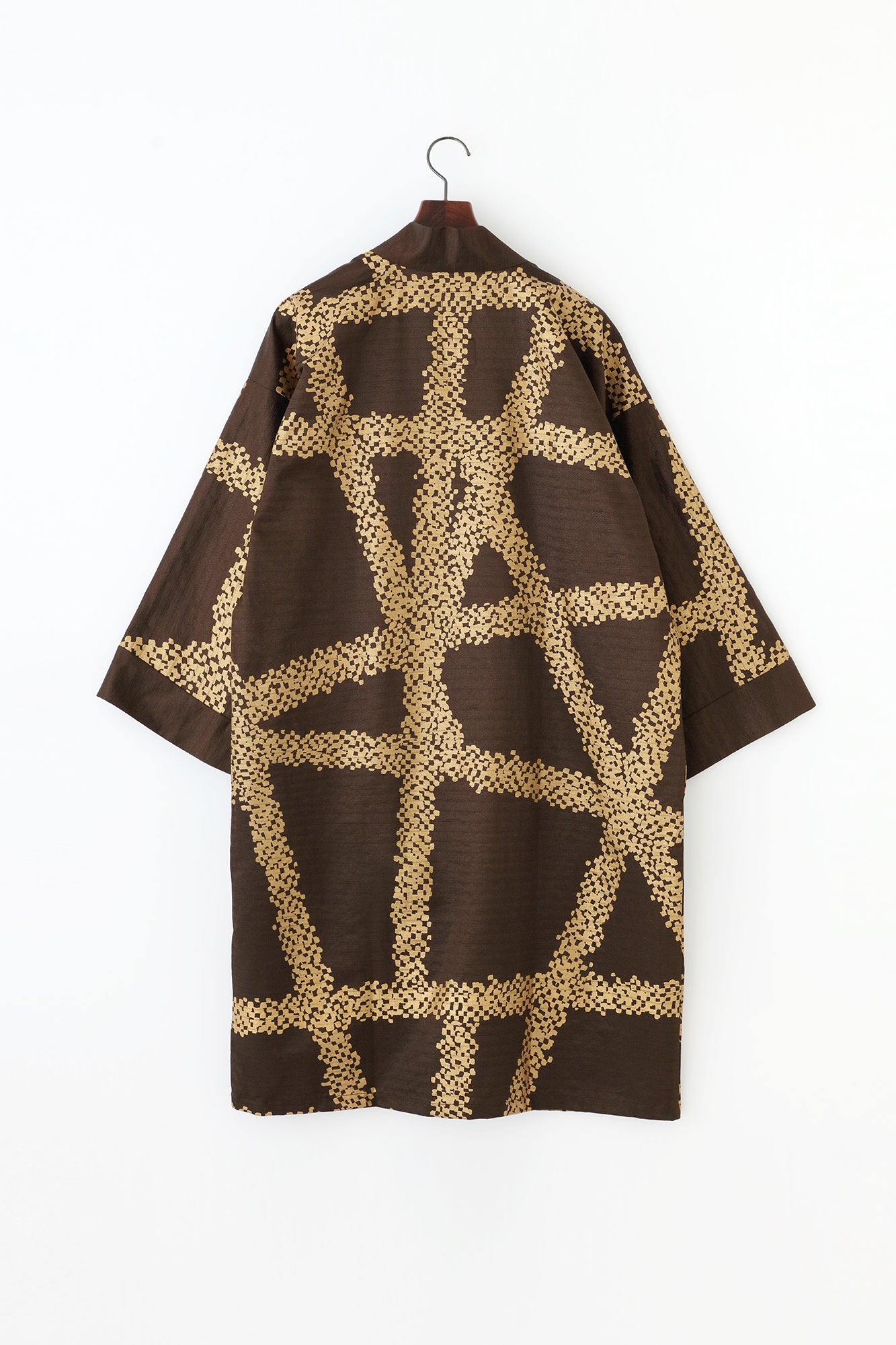 多樣織 袢纏 長袖外套 中長 單層/五花大綁 棕色