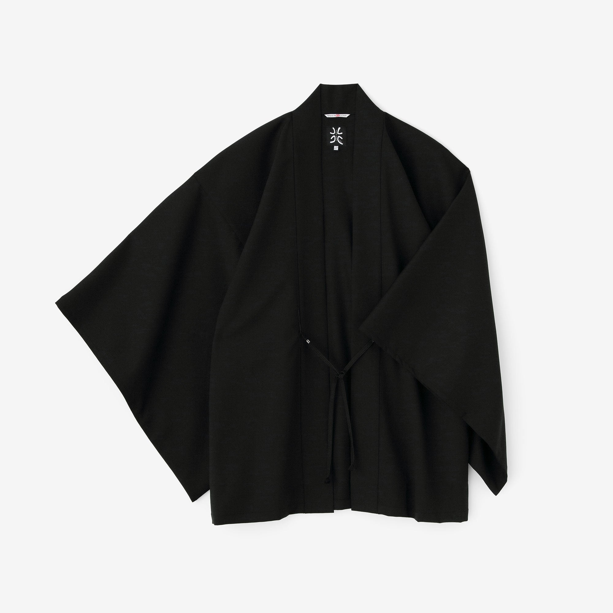 42 Count 2-ply Combed Yarn Square Sleeve Hanten Jacket Single Layer / Black