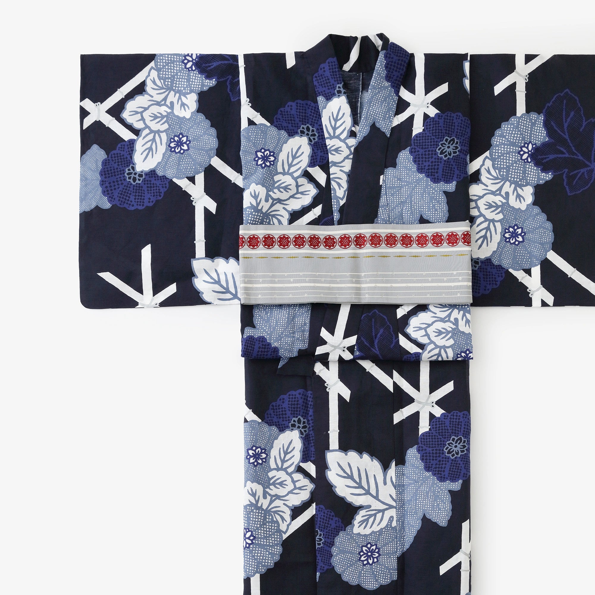 お仕立て別】知多木綿 綿麻 30/30 浴衣反物／籬菊模様（まがき
