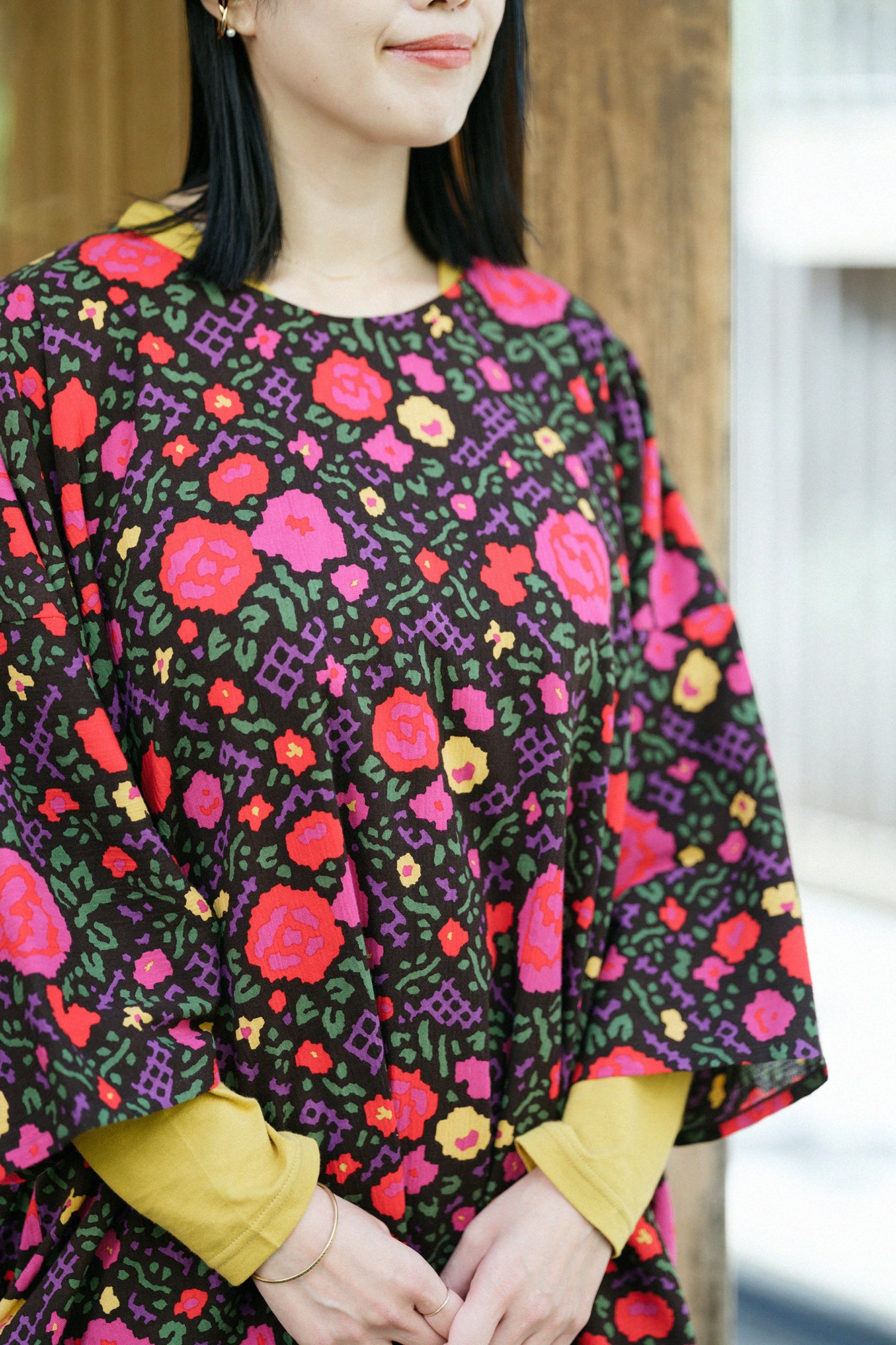 Chizimi Cotton 20/20 Naginata Rectangular Dress / Gold Damask