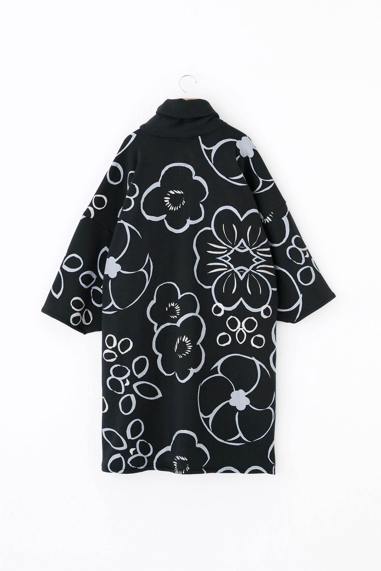 裏仿毛 針織 高領圓弧袖長方形洋裝/桃山 略 黑藍色