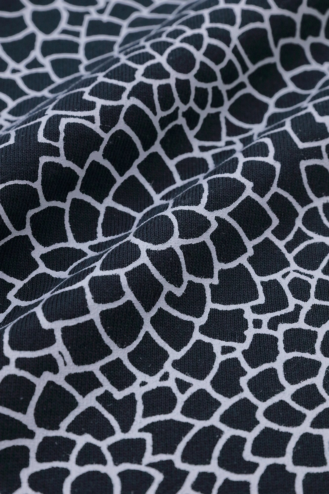 Fleece Turtle Neck Naginata Rectangular Dress / Chrysanthemum in Clouds and Blank Dark Blue