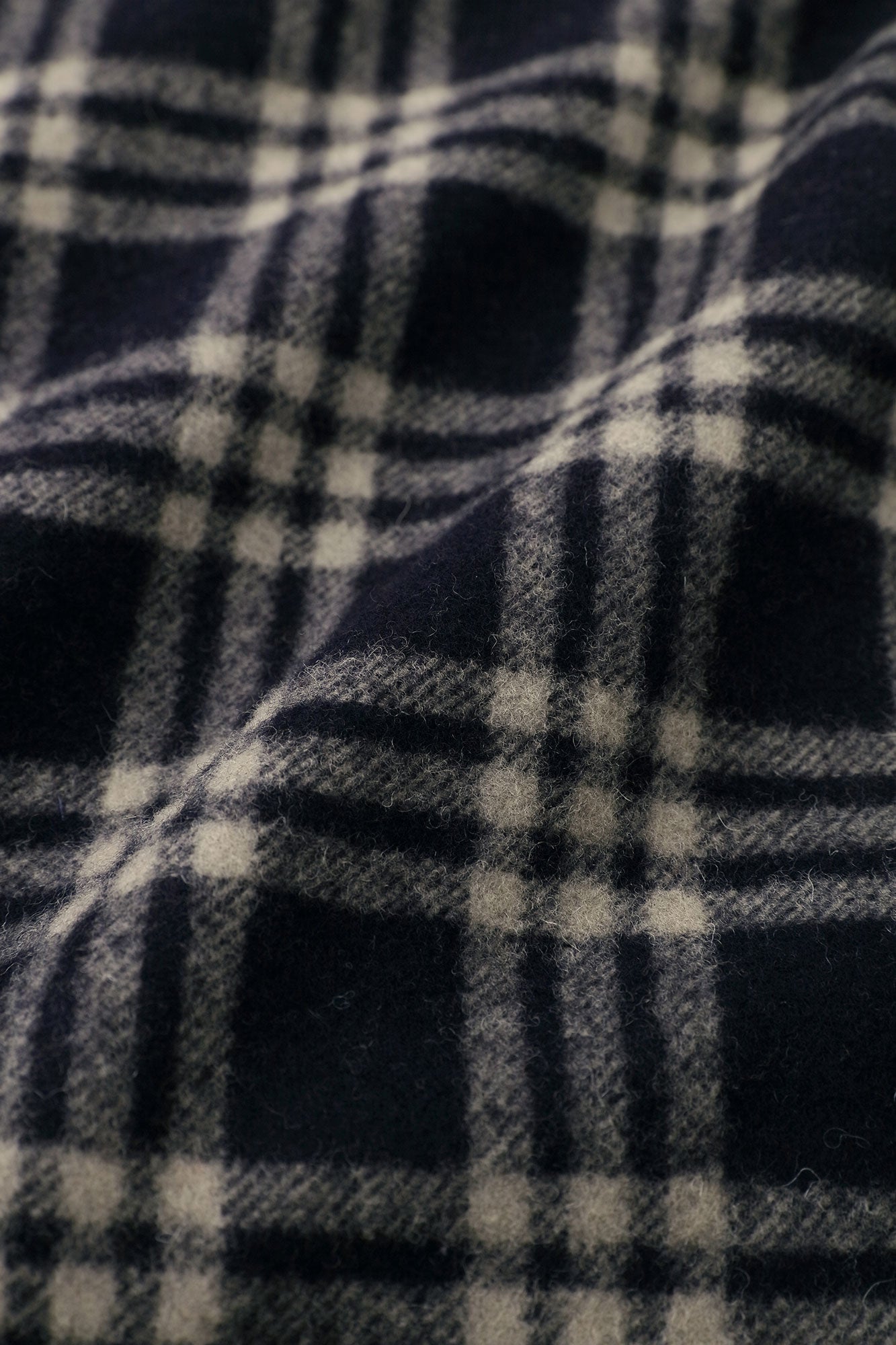 梳毛 格紋織 如月披風/暗藍色×榛果色
