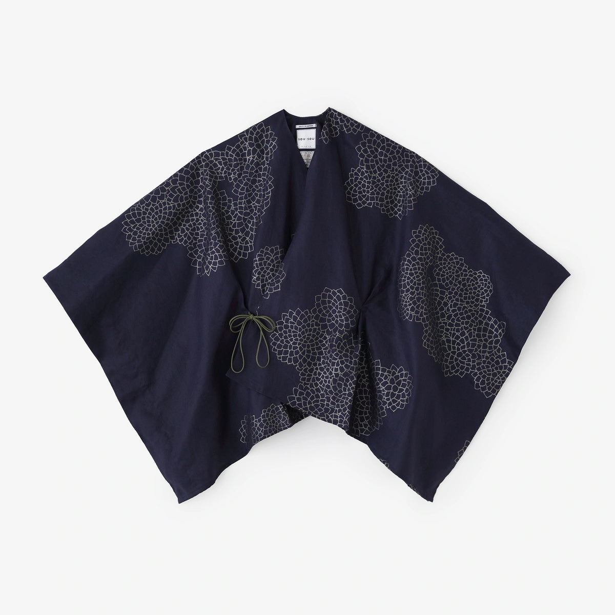 Chanvre Kisaragi courte longueur/Kumomani, chrysanthème et marge, bleu foncé