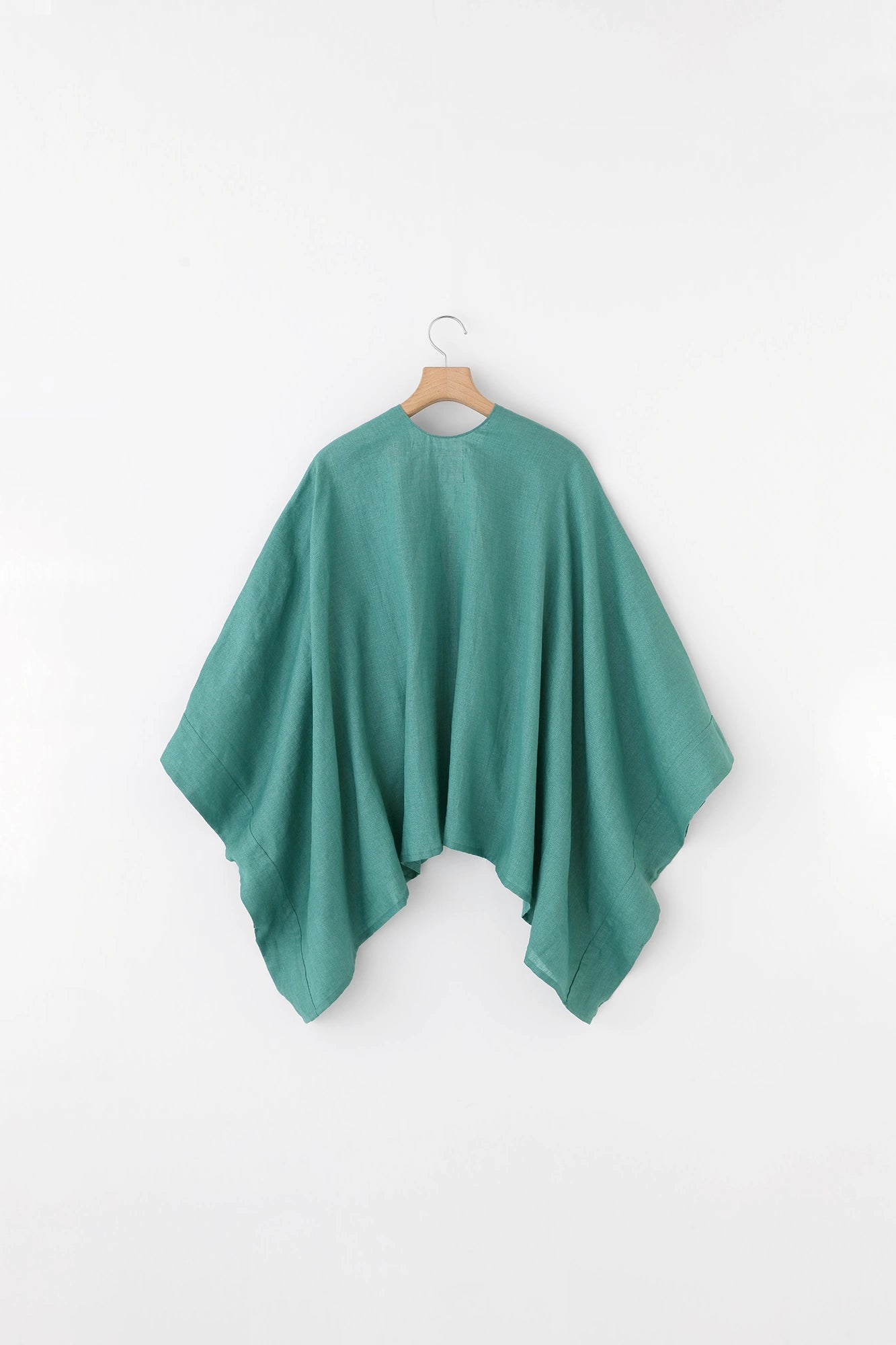 【Scheduled to ship around Mar 3】Linen Kisaragi Poncho Short/Bluish Green