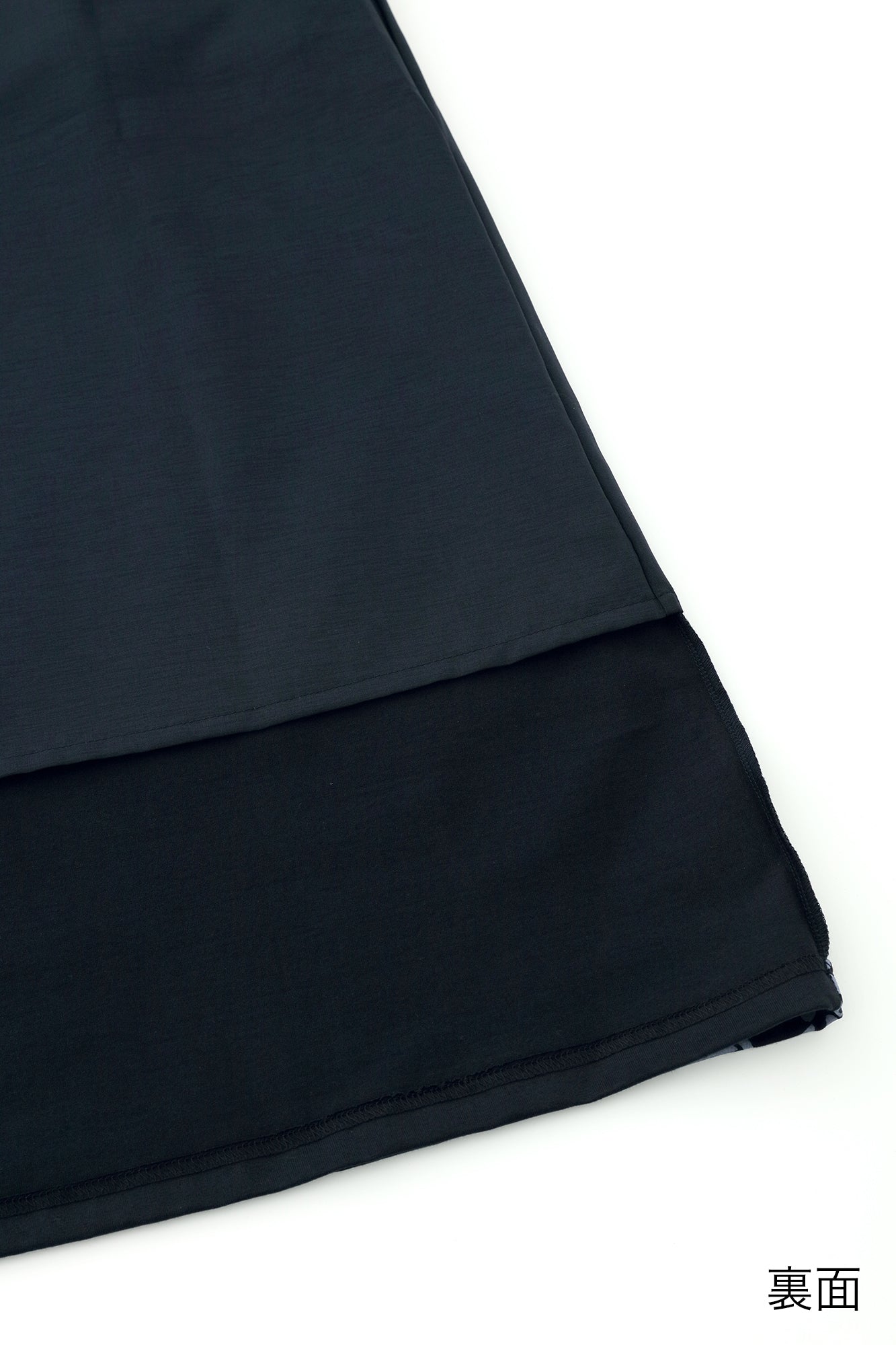 60雙平紋針織布 狭風靡 和服領長版洋裝/雲取菊與留白 藍黑色