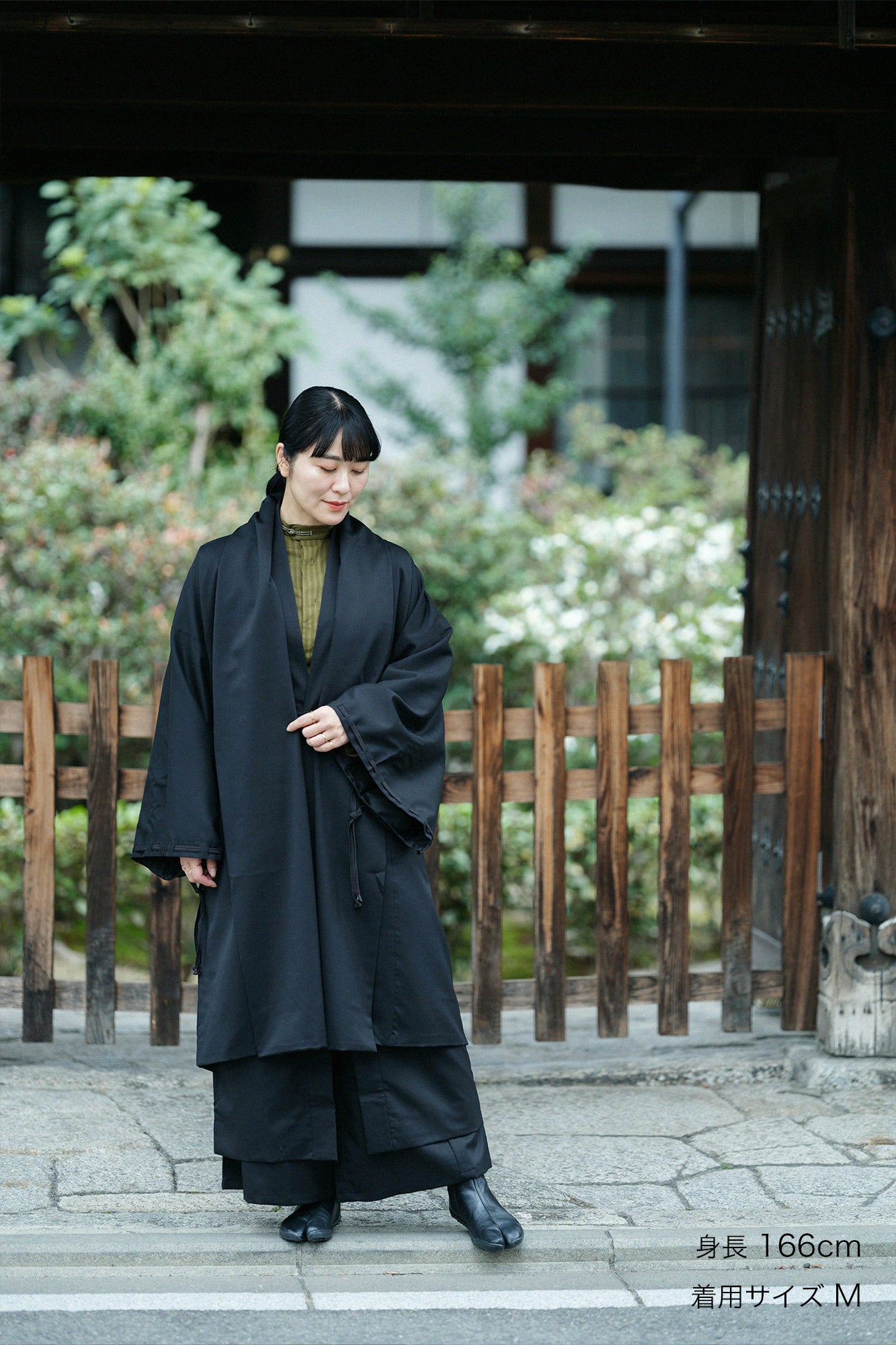 42雙線梳毛宮中袖外套單層/黑色