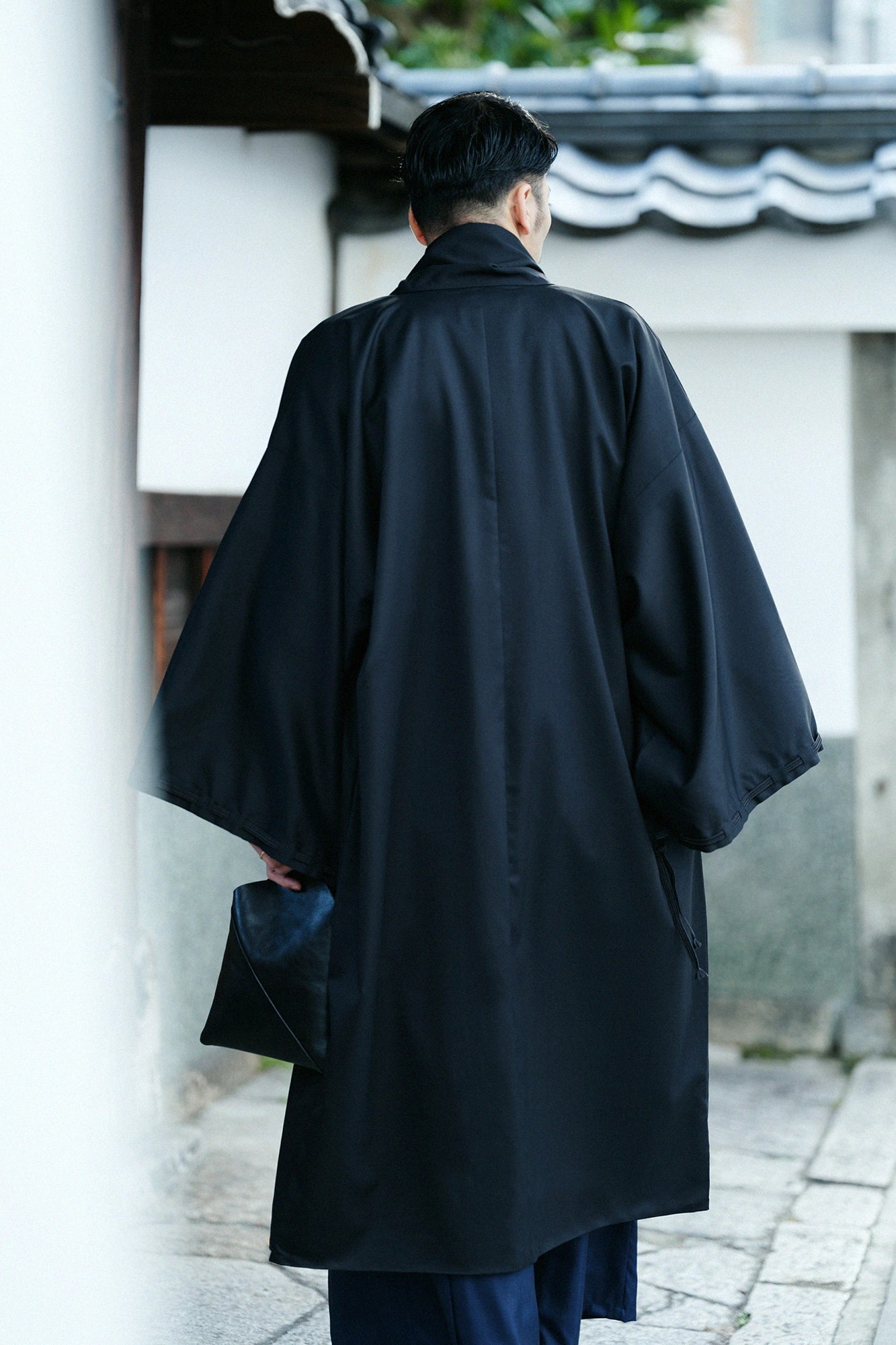 42雙線梳毛宮中袖外套單層/黑色